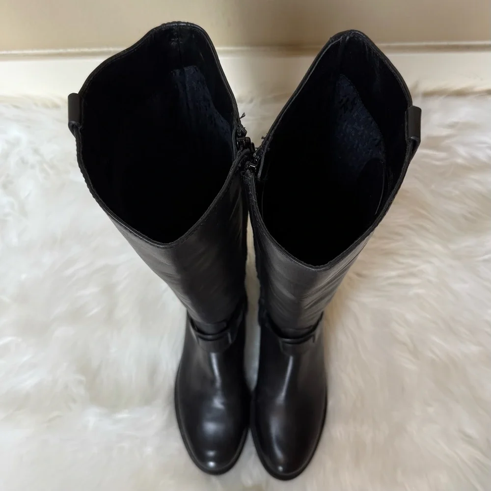 Tory Burch Colton Galleon Leather Knee High Riding Boot Perfect Black Size 7.5